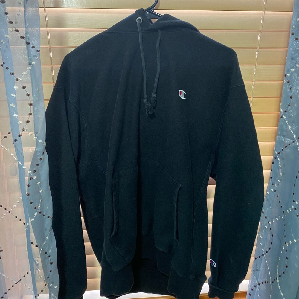 black reverse weave champion hoodie